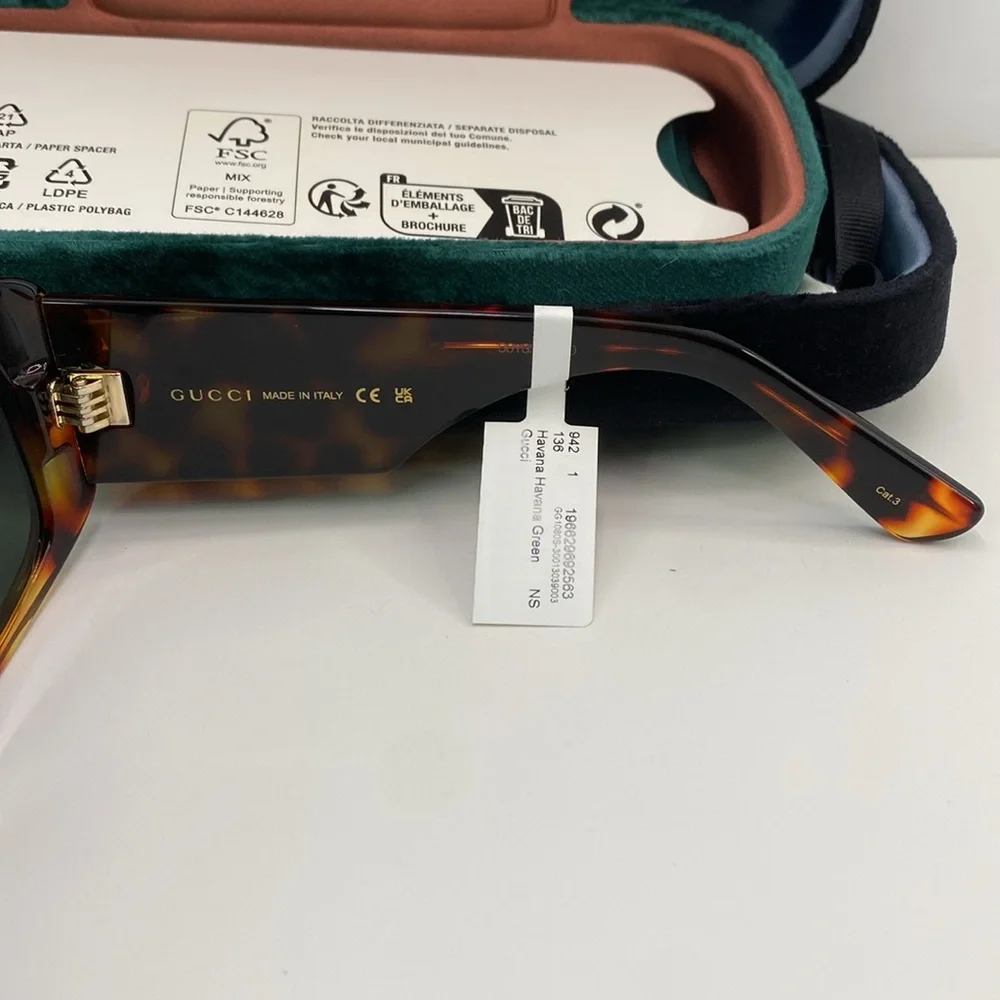 New Authentic Gucci GG1080S 003 Eyewear Rectangular Frame Sunglasses